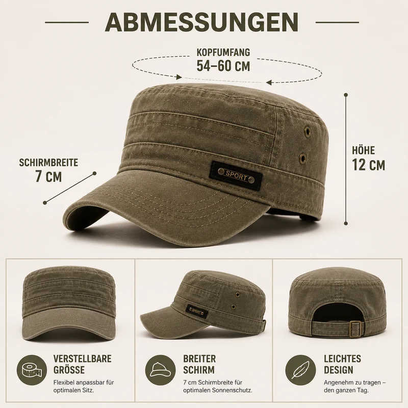 Robuste Militär-Inspirierte Herren Sonnenkappe