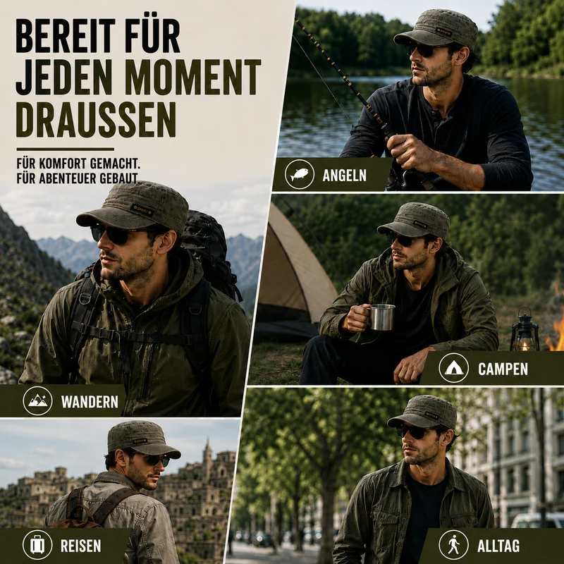 Robuste Militär-Inspirierte Herren Sonnenkappe