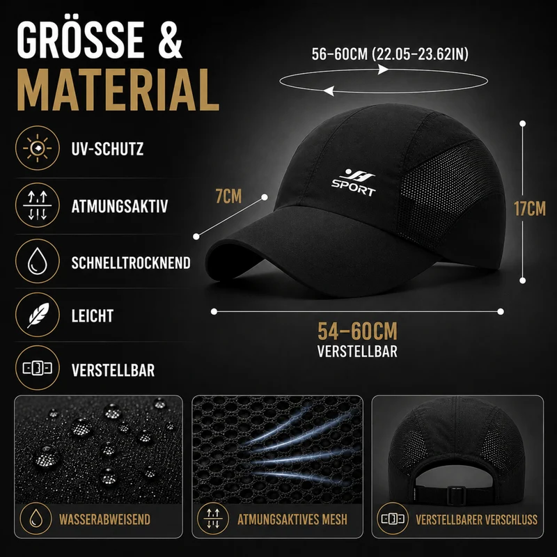 Atmungsaktive UV-Schutz Herren Baseballkappe