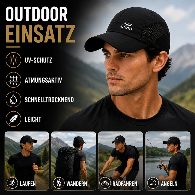 Atmungsaktive UV-Schutz Herren Baseballkappe