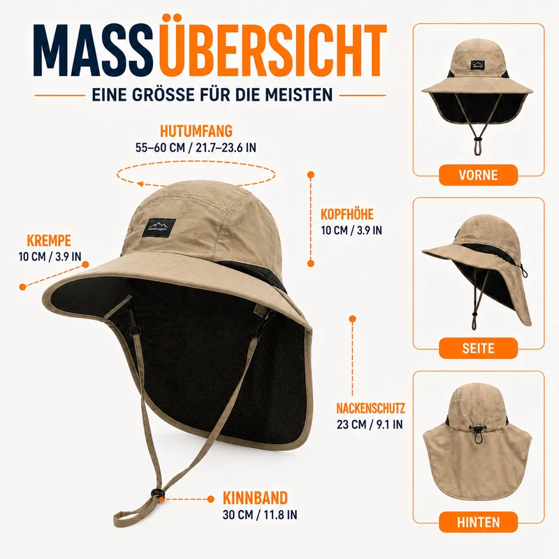 Outdoor Herren Sonnenhut mit Nackenschutz