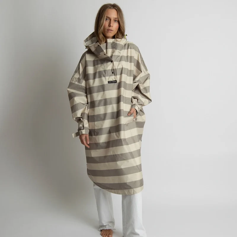 Regenponcho Bold Stripes | Mushroom/Sand