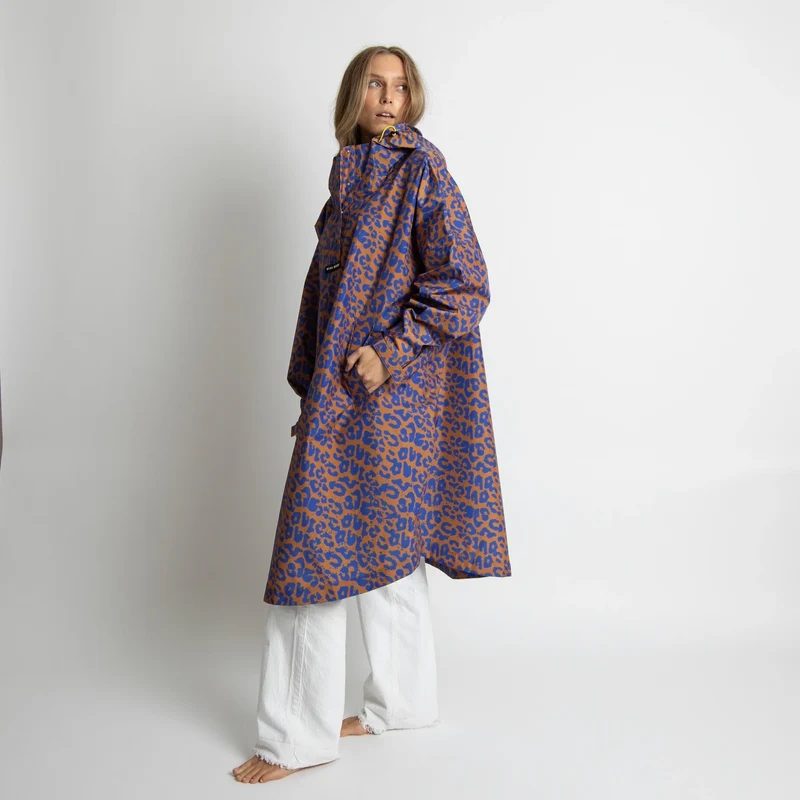 Regenponcho Leo Splashes | Electric Blue/Caramel