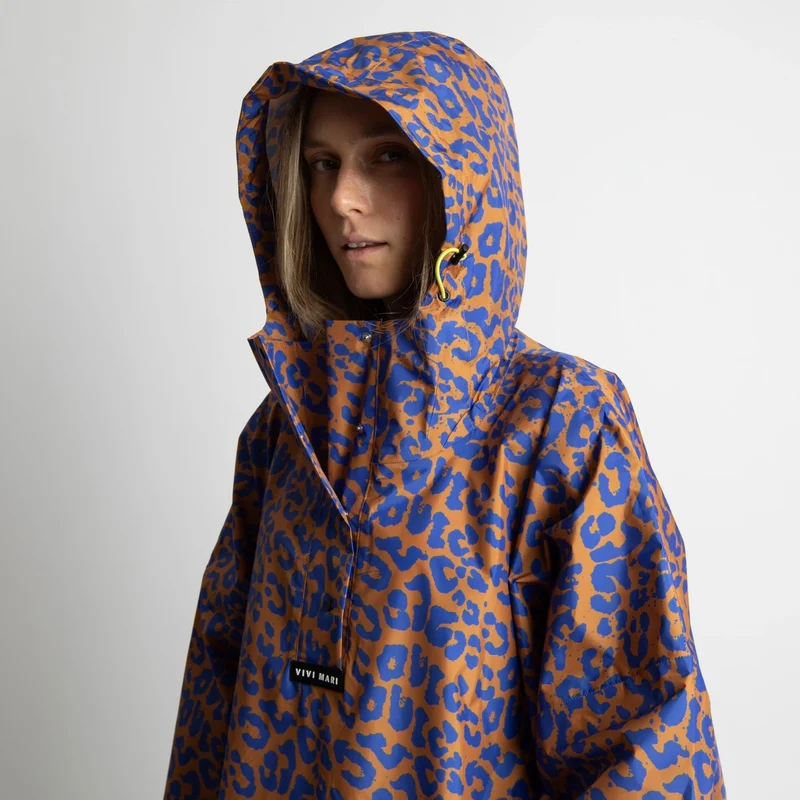 Regenponcho Leo Splashes | Electric Blue/Caramel