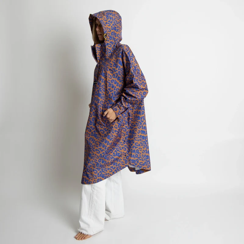 Regenponcho Leo Splashes | Electric Blue/Caramel