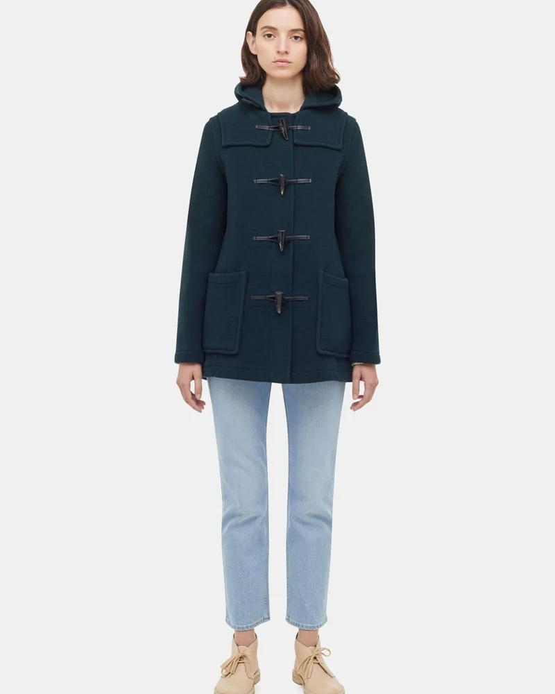 Women's Freda Short Slim Fit Duffle Coat Green