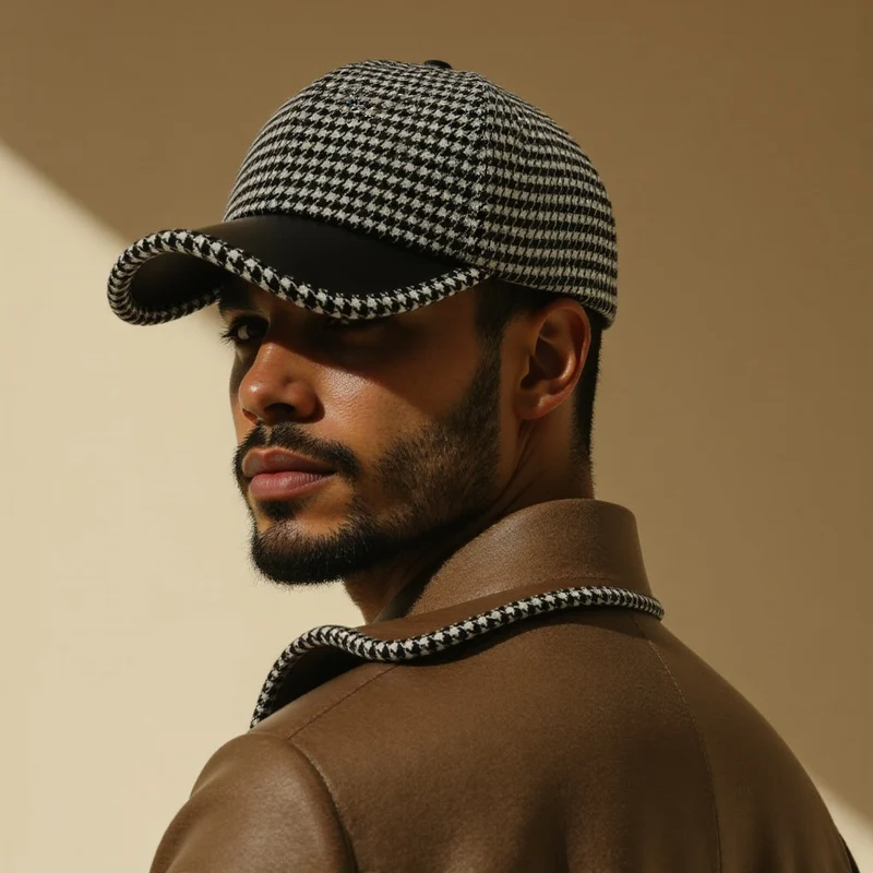 Elegante Herren Leder Schirmmütze