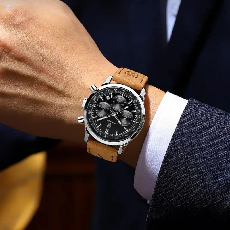 Klassische Herren Chronograph Armbanduhr