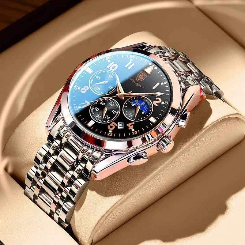 Elegante Herren Edelstahl-Armbanduhr