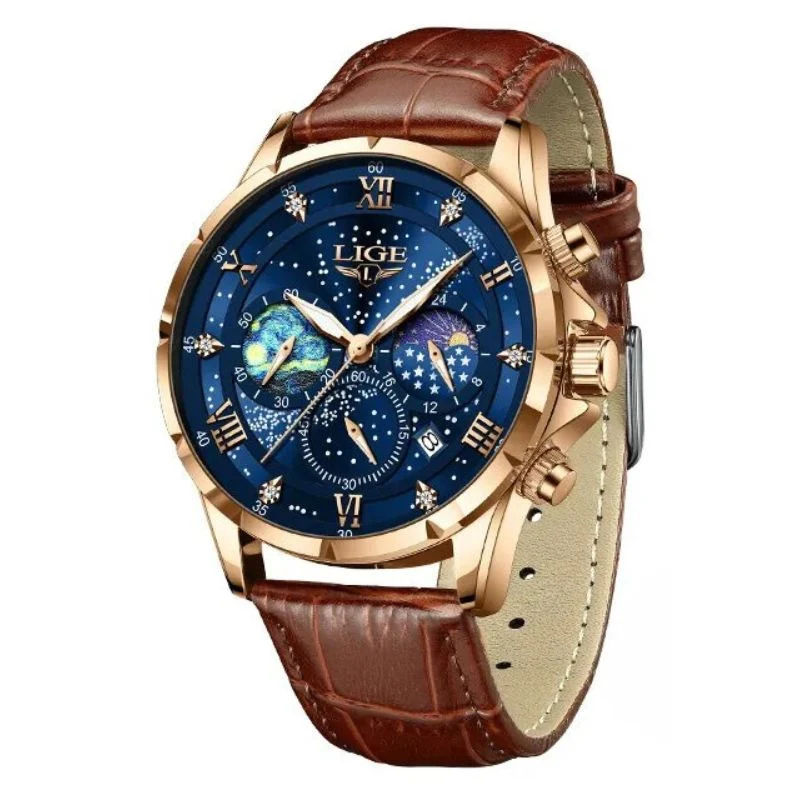 Elegante Herren Mondphasen Armbanduhr