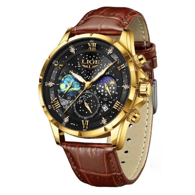 Elegante Herren Mondphasen Armbanduhr