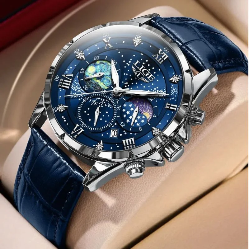 Elegante Herren Mondphasen Armbanduhr
