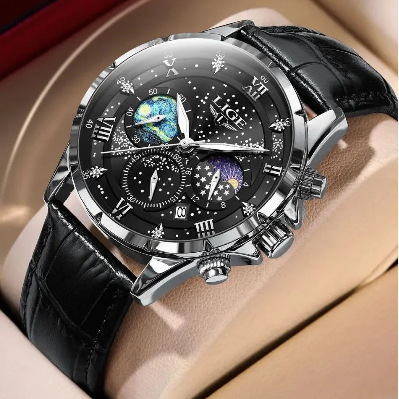 Elegante Herren Mondphasen Armbanduhr