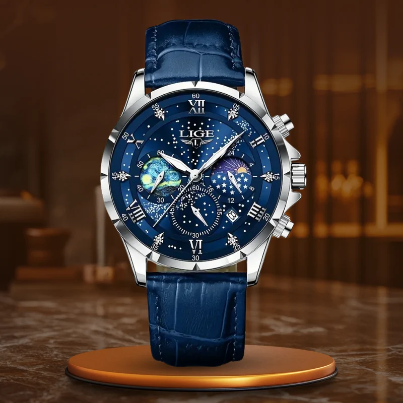 Elegante Herren Mondphase Armbanduhr