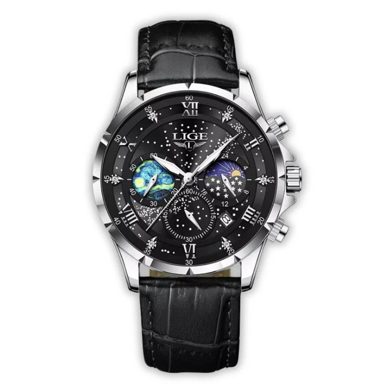 Elegante Herren Mondphase Armbanduhr