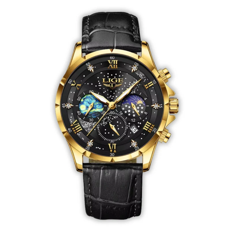 Elegante Herren Mondphase Armbanduhr