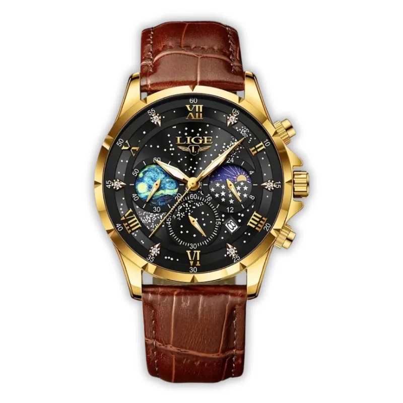 Elegante Herren Mondphase Armbanduhr
