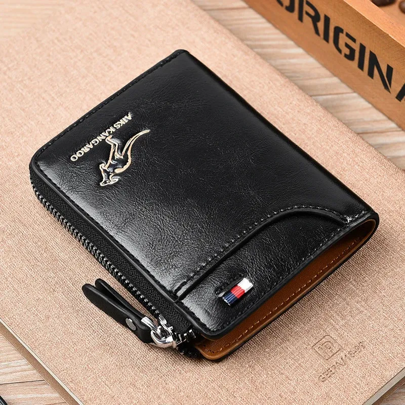 RFID-geschützte Herren Geldbörse aus Leder mit Reißverschluss