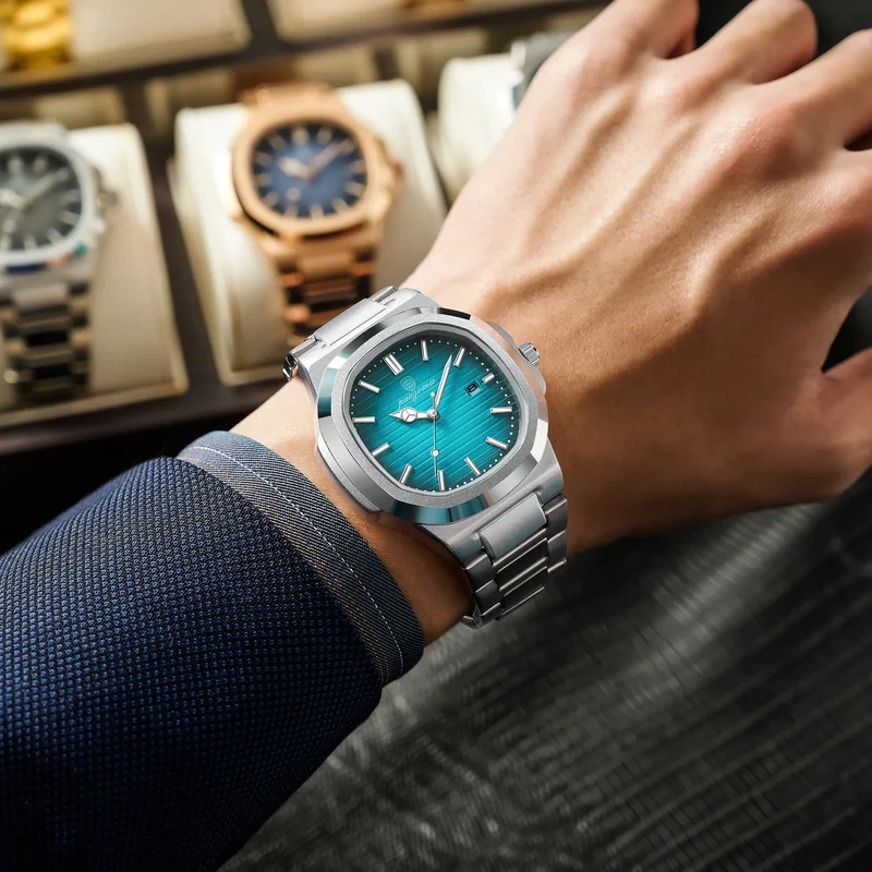 Elegante Herren Edelstahl Armbanduhr