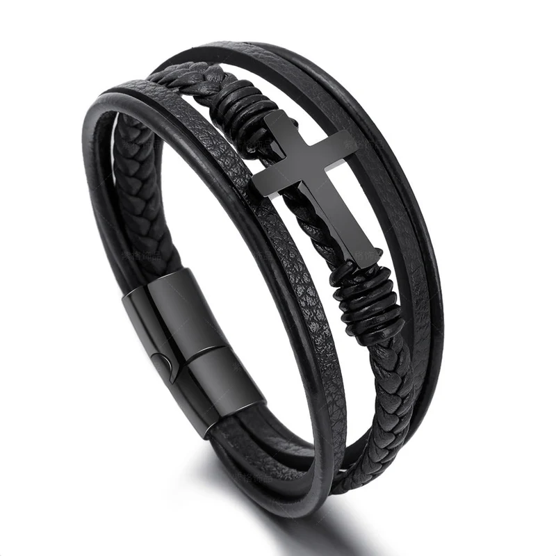 Stilvolles Herren Kreuz-Armband aus Edelstahl