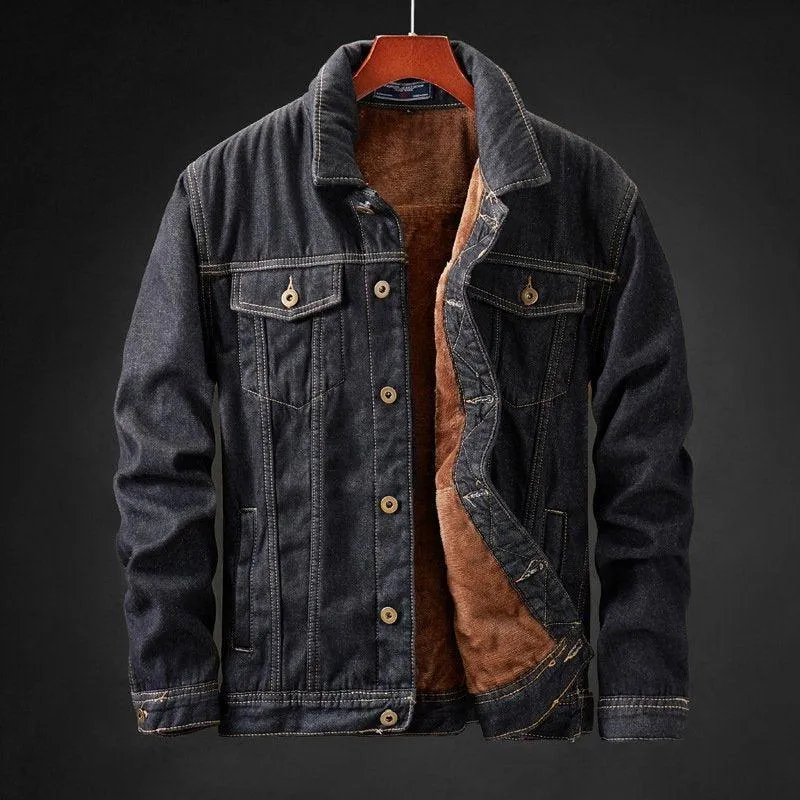 Gefütterte Herren Jeansjacke mit Fleece-Innenfutter