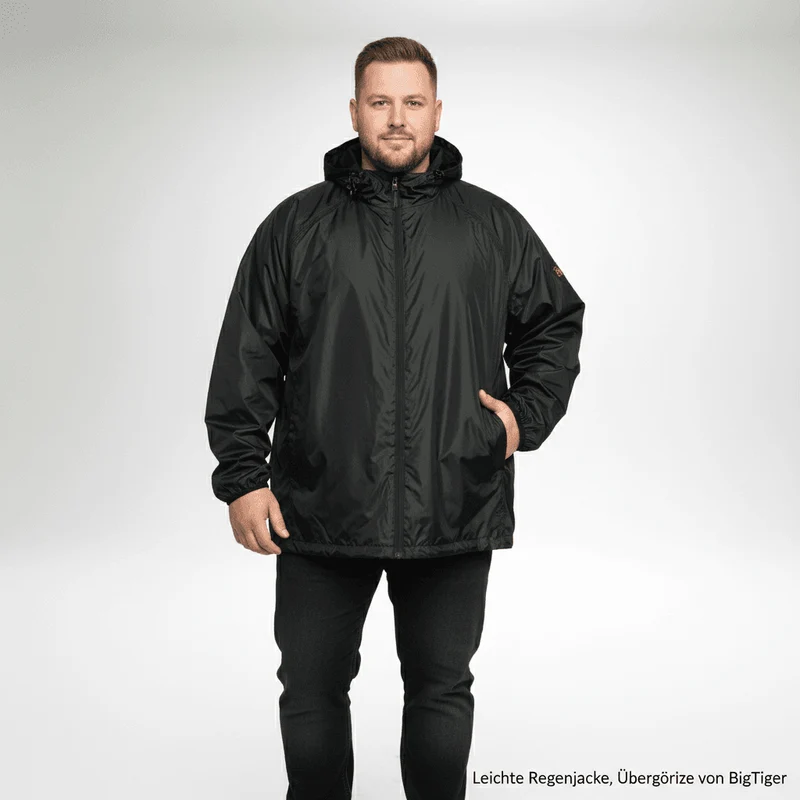 BigTiger Regenjacke Herren Übergröße 4XL-12XL Schwarz Navy leicht