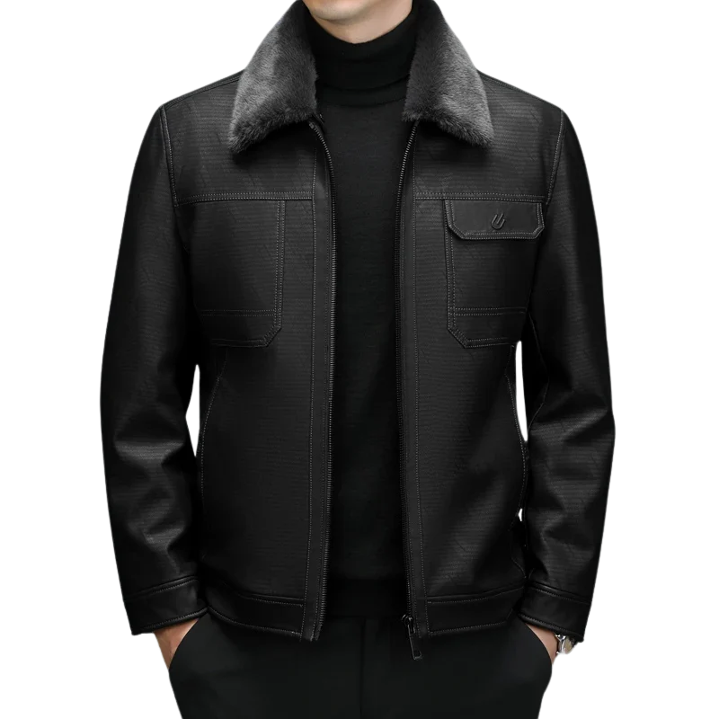 Herren Klassische Schafsfell-Jacke