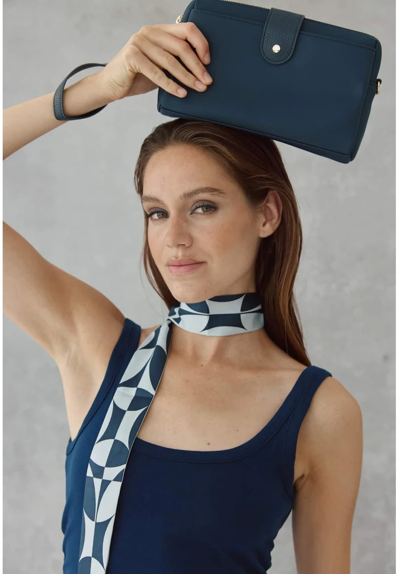 Silky Ribbon Logo Print - Blue