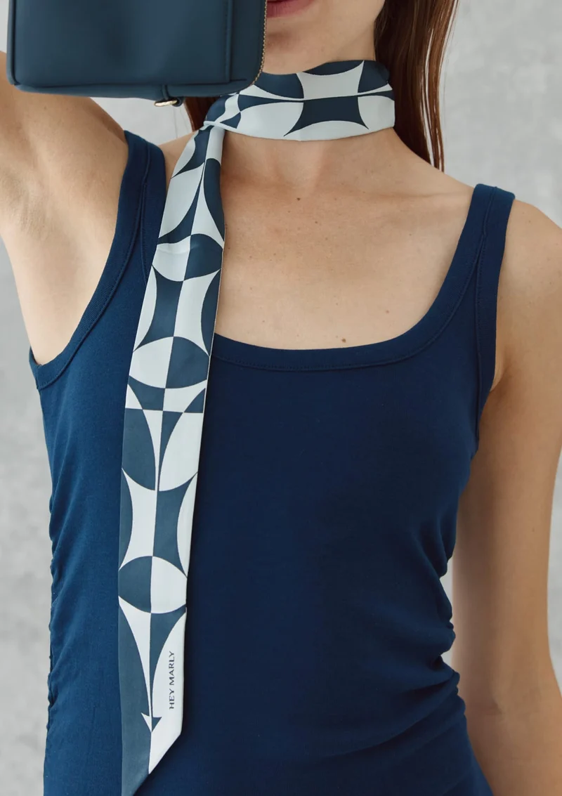 Silky Ribbon Logo Print - Blue
