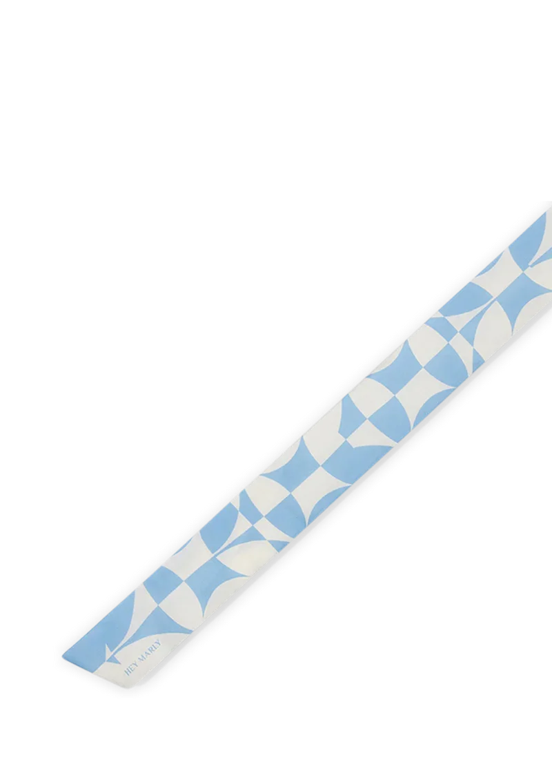 Silky Ribbon Logo Print - Blue-Crema