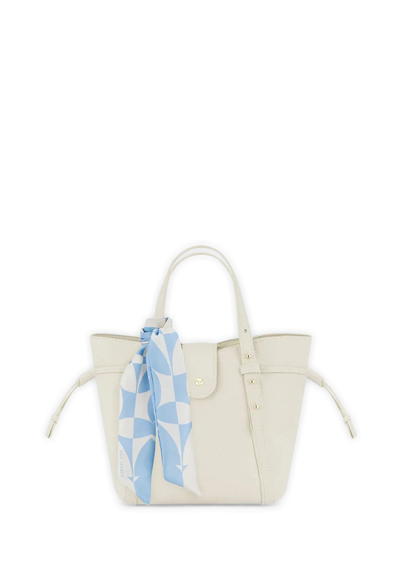 Silky Ribbon Logo Print - Blue-Crema