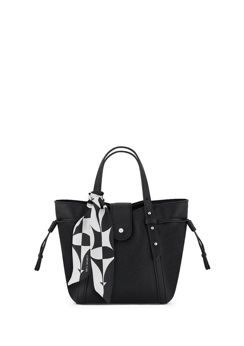 Silky Ribbon Logo Print - Black-Crema