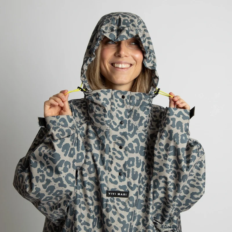 Regenponcho Leo Splashes | Dark Grey/Mushroom