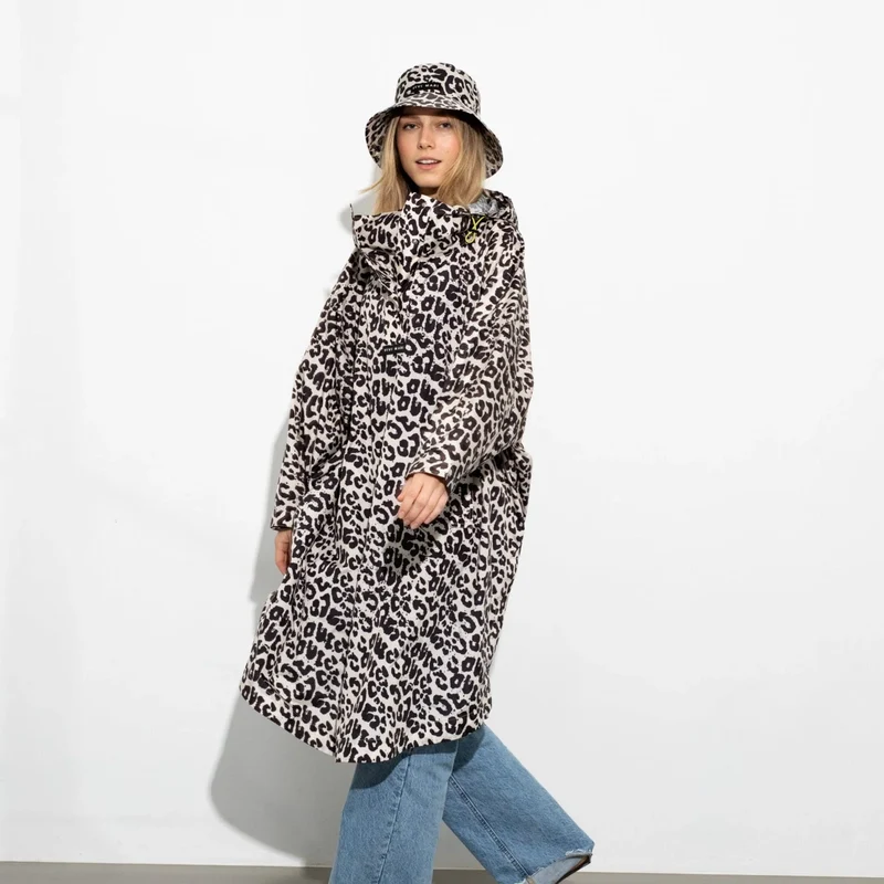 Regenponcho Leo Splashes | black/sand