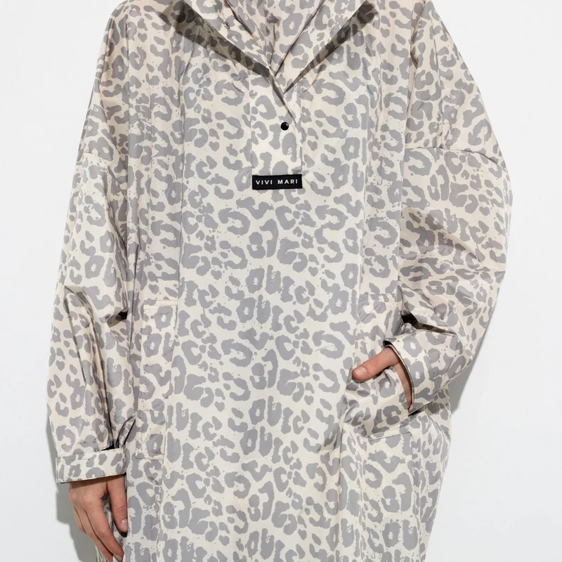 Regenponcho Leo Splashes | grey/sand