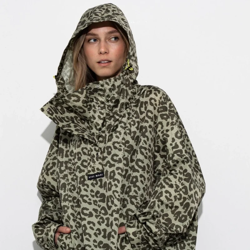 Regenponcho Leo Splashes | olive/pale olive