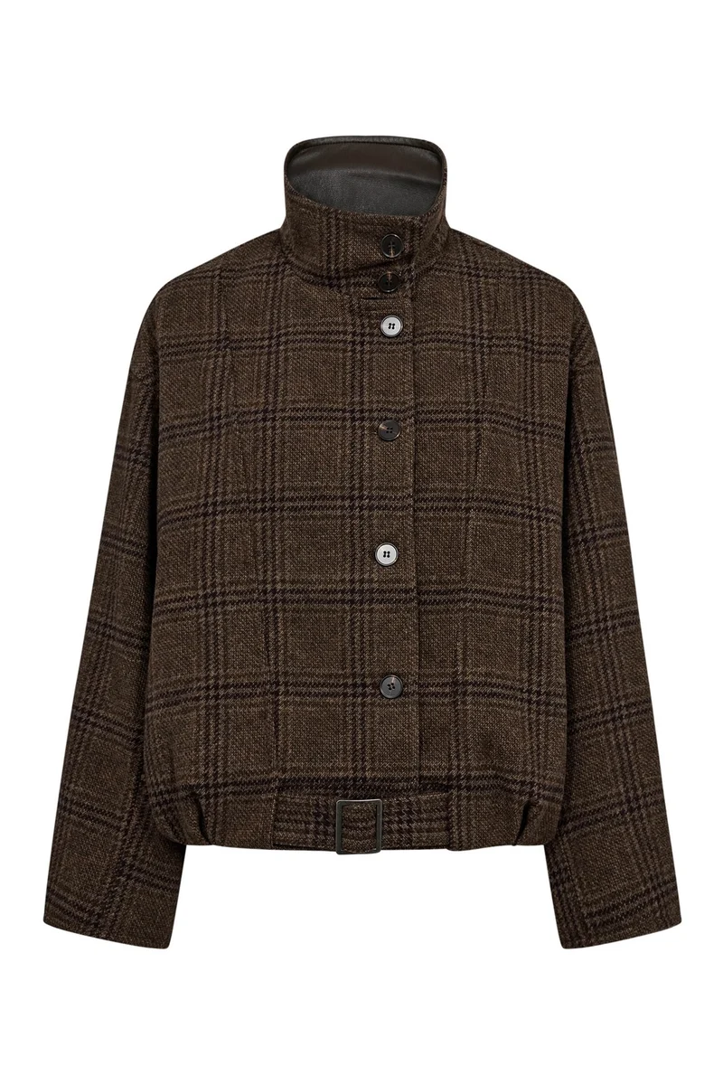 Olva Check Balloon Jacket | Dark Brown | Jakke fra Co'couture