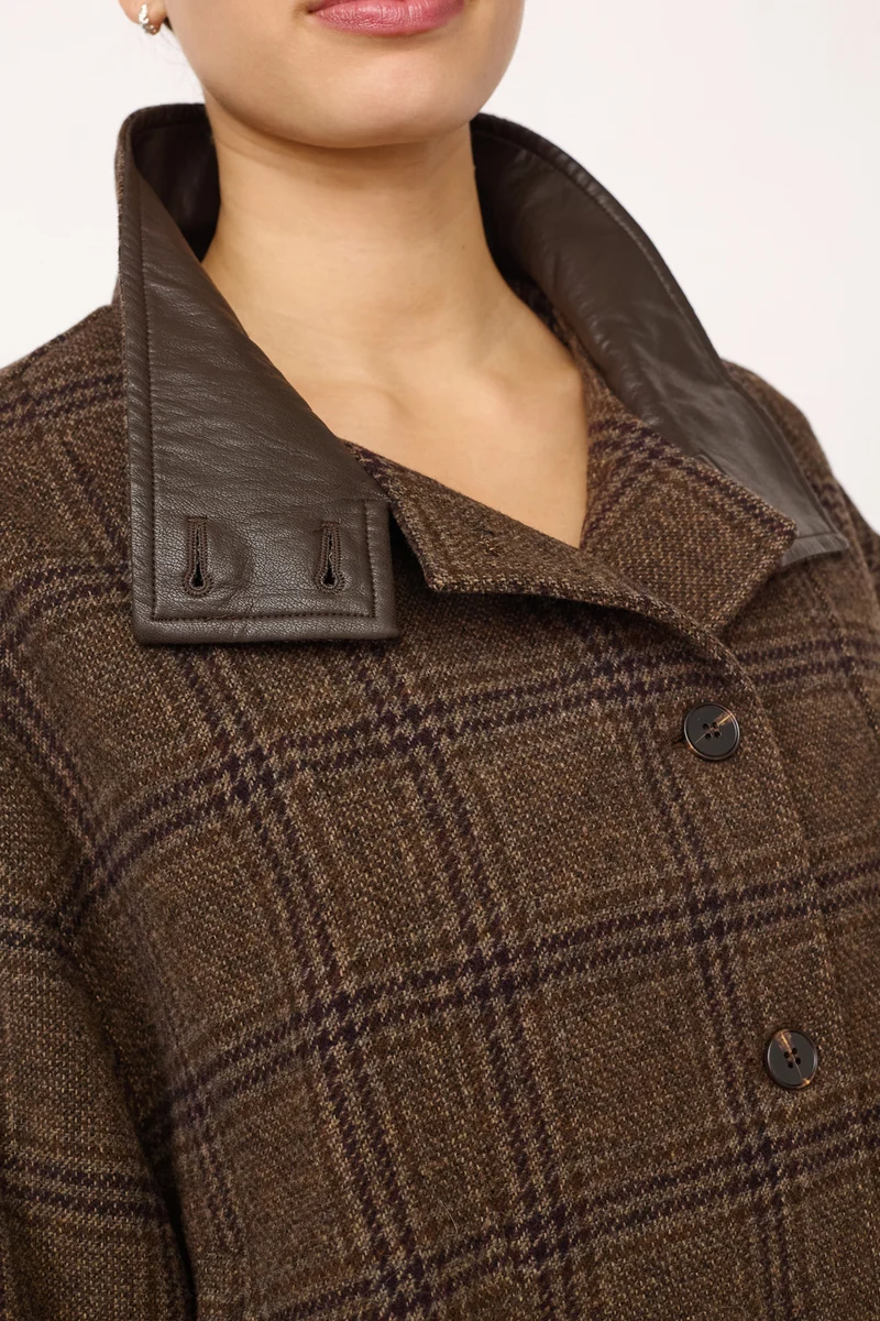 Olva Check Balloon Jacket | Dark Brown | Jakke fra Co'couture