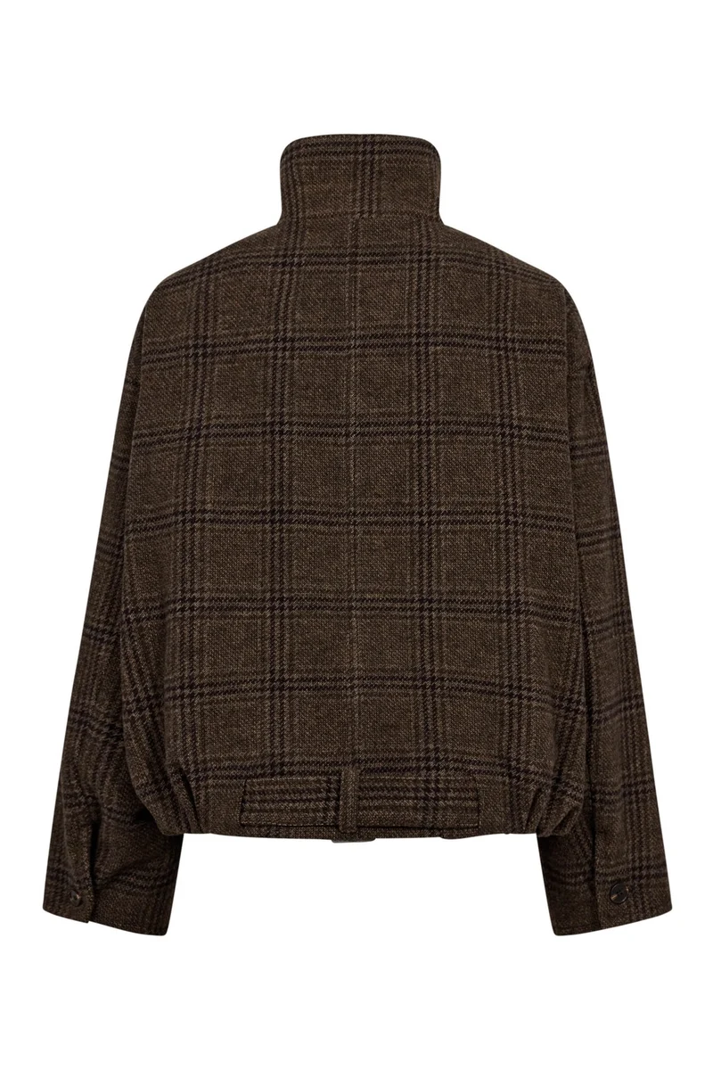 Olva Check Balloon Jacket | Dark Brown | Jakke fra Co'couture
