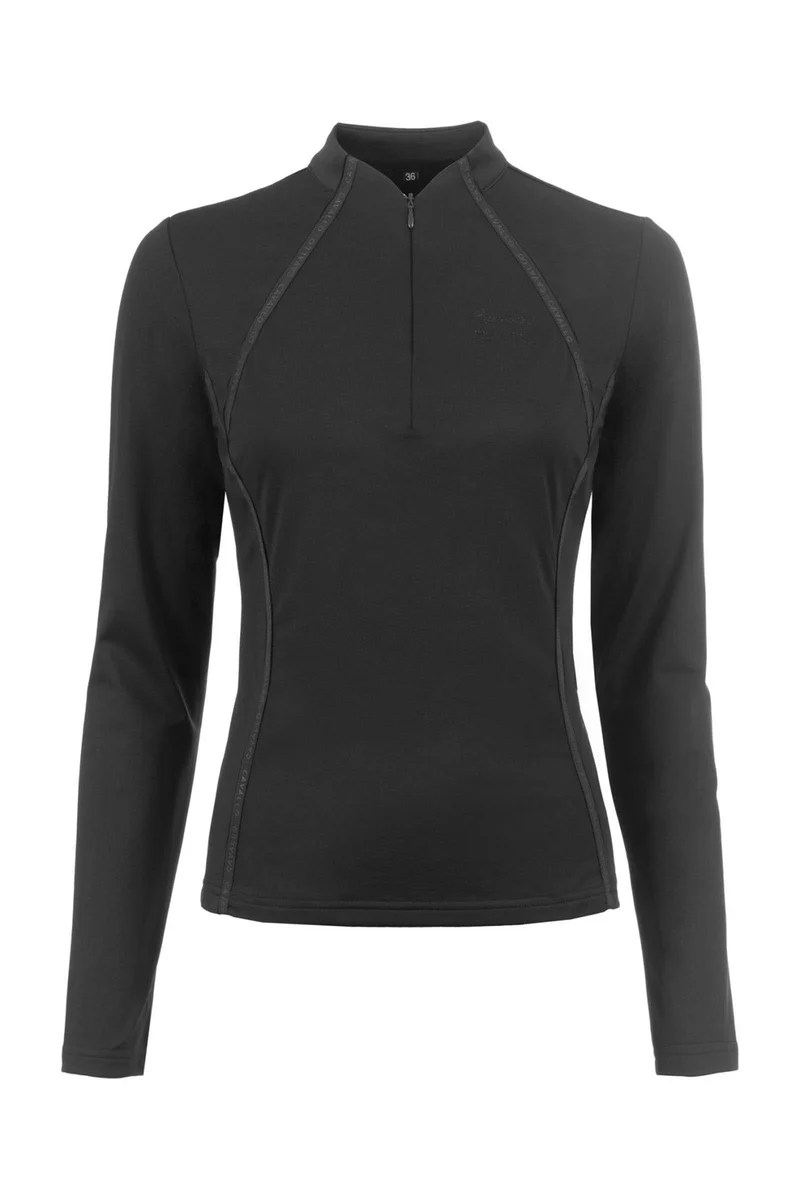 CAVALREYNA Damen-Shirt mit halbem Reißverschluss Black 40