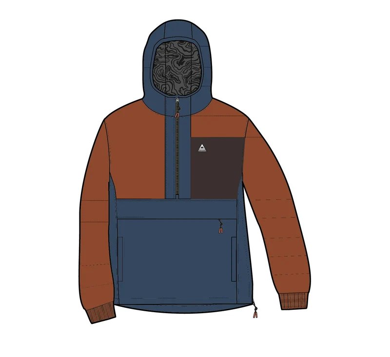 Ozeanischer Isolierter Anorak - Dunkelrost/Dunkles Denim