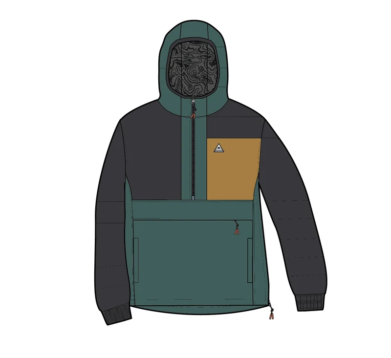 Ozeanisch Isolierter Anorak - Verblasstes Schwarz/Tiefes Ozeanblau