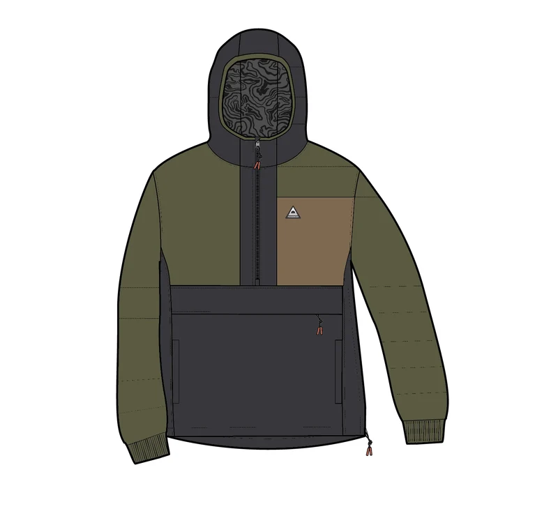 Ozeanisch Isolierter Anorak - Verblasstes Schwarz/Khaki