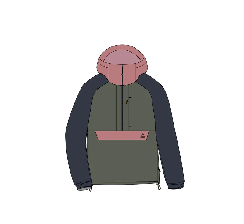 Serein Wasserdichte Anorak - Verblasstes Schwarz/Staubiges Olive
