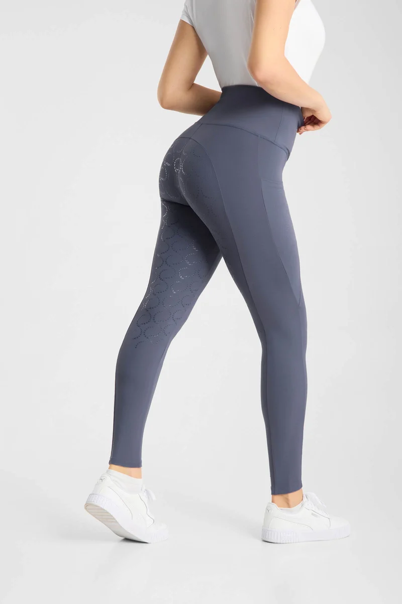 Gillian Damen Reitleggings aus Kompressionsmaterial mit Vollbesatz Grisaille 34