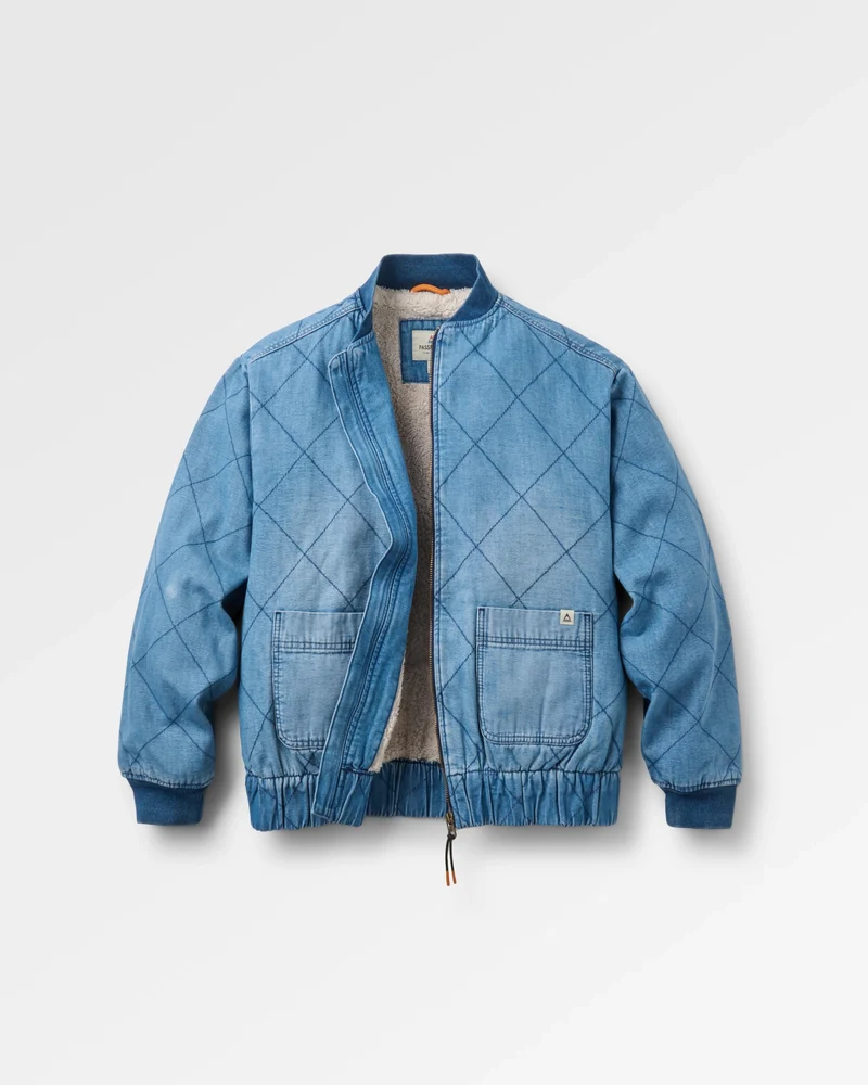 Lucia Sherpa-gefütterte Denim-Bomberjacke - Denim Blau