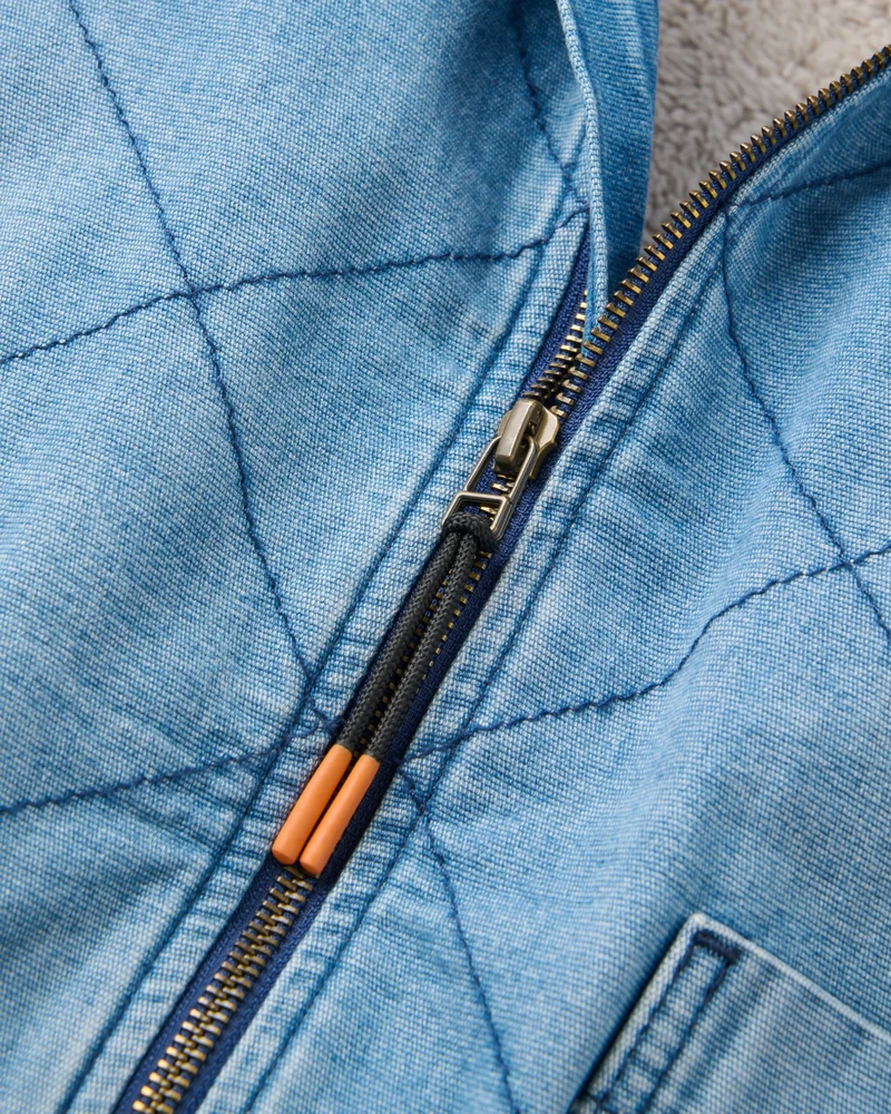 Lucia Sherpa-gefütterte Denim-Bomberjacke - Denim Blau