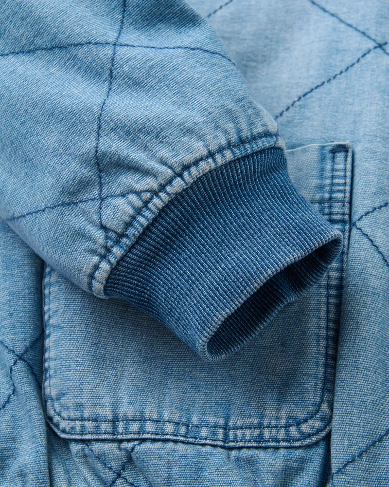 Lucia Sherpa-gefütterte Denim-Bomberjacke - Denim Blau