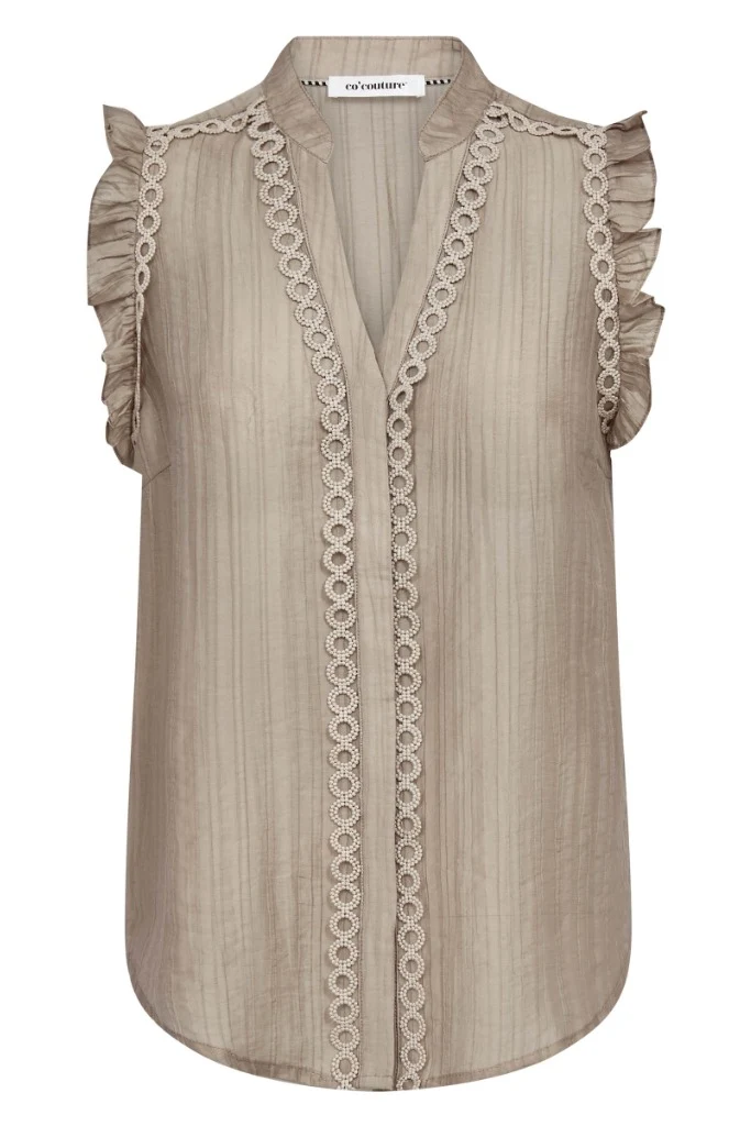 Reggiecc Frill Top 503899 | Taupe | Co'couture