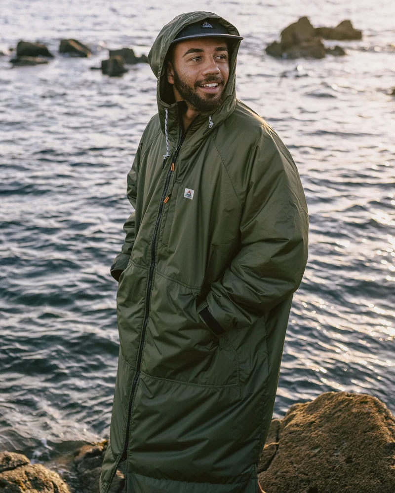 Waves Sherpa Lined Surf-Poncho - Khaki
